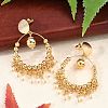 Brass ABS Plastic Pearl Dangle Stud Earrings EJEW-U040-06G-3