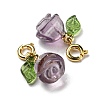 Natural Amethyst Rose Pendant Decorations G-R489-34G-3