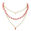 Rondelle 304 Stainless Steel & Glass Beaded Layered Necklace and Earring Set Set for Women SJEW-JS01384-02-4