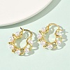 Twist Brass & ABS Plastic Pearl Hoop Earrings EJEW-P336-05G-2