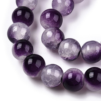 Crackle Baking Paint Imitation Jade Glass Beads Strands DGLA-T003-10mm-13-1