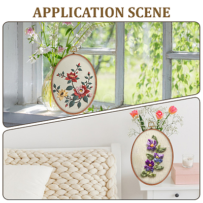 PP & PVC Plastic Imitation Wood Cross Stitch Embroidery Hoops DIY-WH20055-058B-03-1
