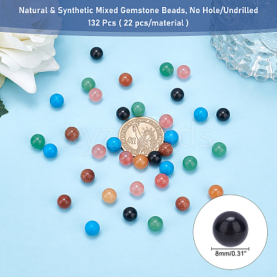 Natural & Synthetic Mixed Gemstone Beads G-AR0003-47-1