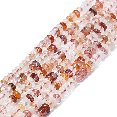 Natural Red Hematoid Quartz/Ferruginous Quartz Beads Strands G-K245-B07-01-1