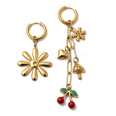 304 Stainless Steel Enamel Hoop Earrings EJEW-G451-06G-1