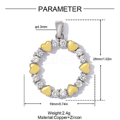 Brass Micro Pave Clear Cubic Zirconia Pendants CU-OY001-47P-02-1