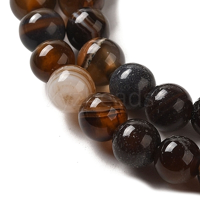 Natural Striped Agate/Banded Agate Strands G-Q842-6mm-M-1