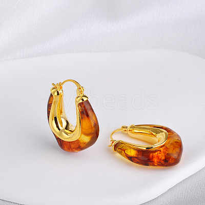 Brass Resin Hoop Earrings FS-WG9E07E-01-1