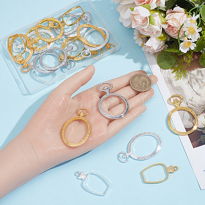 24Pcs 6 Styles Alloy Open Back Bezel Pendants FIND-SP0006-06-1