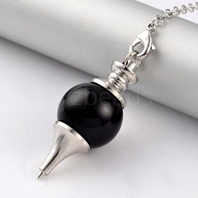 Natural Obsidian Sphere Dowsing Pendulums X-BJEW-E292-A04-1