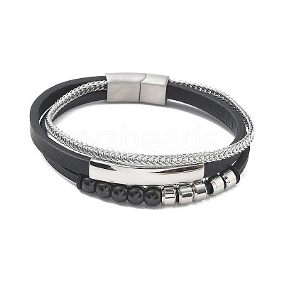 Microfiber Leather Cord Multi-strand Bracelets BJEW-C153-01F-1