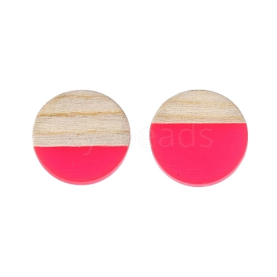 Resin & Wood Stud Earrings EJEW-N017-003A-1