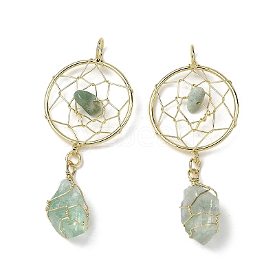 Raw Rough Natural Green Fluorite Coppwer Wire Wrapped Big Pendants G-G314-02G-02-1