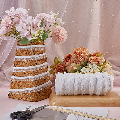Nylon Chiffon Elastic Lace Trim OCOR-WH0082-159D-1