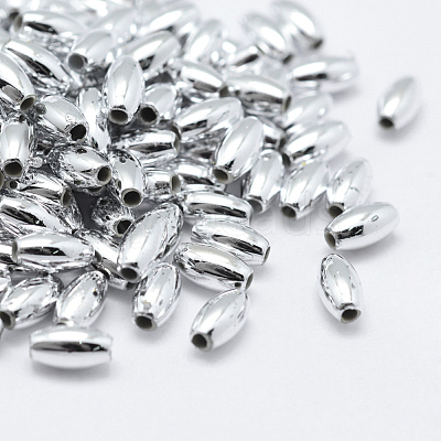 Plating Eco-Friendly Plastic Beads X-KY-K002-03-8x4mm-S-1