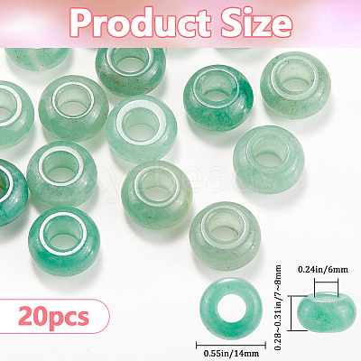 20Pcs Natural Green Aventurine European Beads G-SP0001-01B-06-1