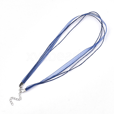 Waxed Cord and Organza Ribbon Necklace Making NCOR-T002-227-1