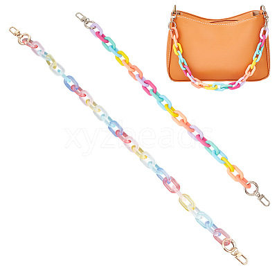2Pcs 2 Style Spray Painted Rainbow Color Acrylic Chain Bag Handles AJEW-WR0001-68-1