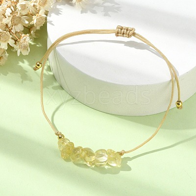 Natural Citrine Chips Braided Bead Bracelets BJEW-JB09851-11-1