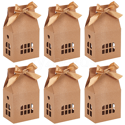 Hollow House Shaped Kraft Paper Candy Boxes CON-WH0105-12-1