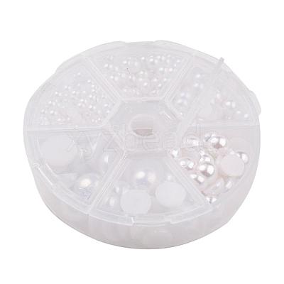 1Box ABS Plastic Imitation Pearl Dome Cabochons SACR-JP0001-09-1