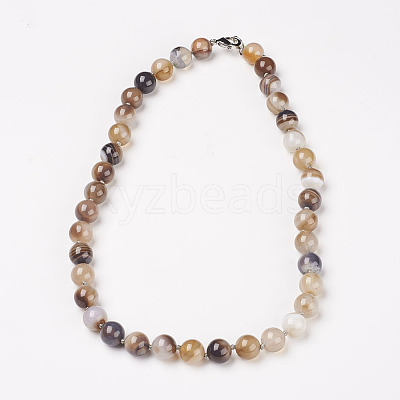 Natural Dyed Agate Beads Necklaces NJEW-F139-6mm-15-1