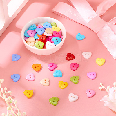 150Pcs Acrylic Heart Buttons BUTT-TA0001-38-1