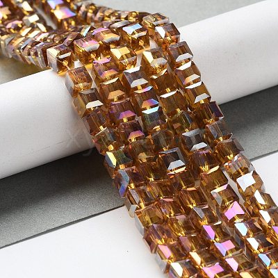 Electroplate Glass Beads Strands EGLA-R030-6x6mm-17-1
