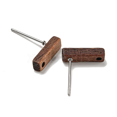 Walnut Wooden Stud Earrings Findings X-EJEW-B060-02B-1