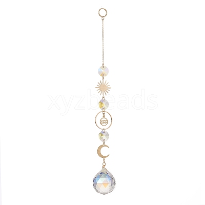 Glass Teradrop Hanging Suncatchers HJEW-JM00929-1