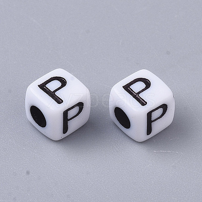 White Opaque Acrylic Beads X-MACR-R869-02P-1