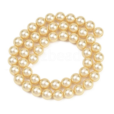 Frosted Glass Pearl Beads Strands GLAA-A044-08A-03-1