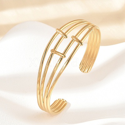 304 Stainless Steel Cuff Bangles for Women BJEW-B120-01G-02-1