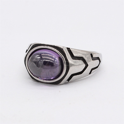 316L Surgical Stainless Steel and Synthetic Gemstone Finger Rings for Men FS-WG3E90C-33-1