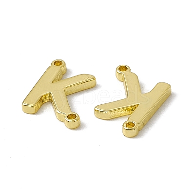 Rack Plating Brass Letter Connector Charms KK-C007-38G-K-1
