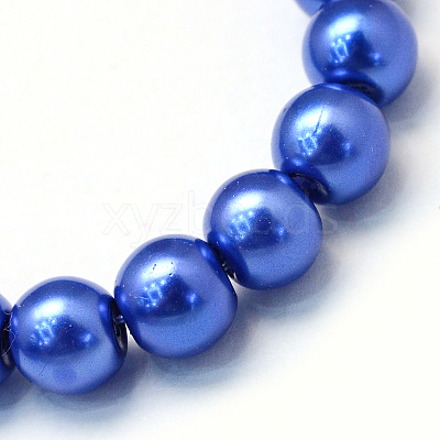 Baking Paint Pearlized Glass Pearl Round Bead Strands X-HY-Q003-10mm-28-1