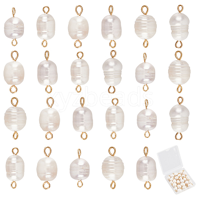 30Pcs Natural Cultured Freshwater Pearl Connector Charms PALLOY-SC00003-1