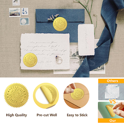 Plastic Self Adhesive Gold Foil Embossed Stickers DIY-WH0211-571-1