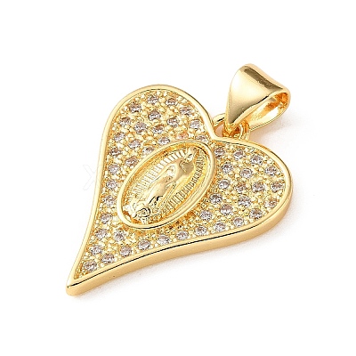 Brass Micro Pave Clear Cubic Zirconia Pendants CU-CBA03AF-09B-G-1