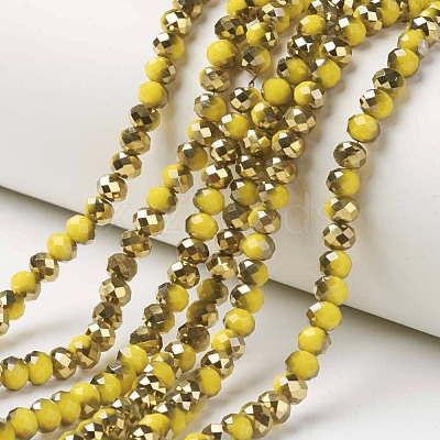 Electroplate Opaque Glass Beads Strands EGLA-A034-P6mm-O06-1