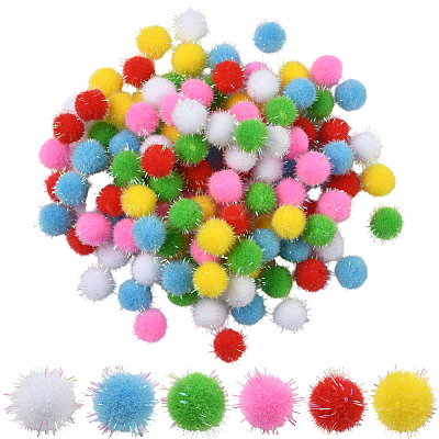 120Pcs 6 Colors Sequin Polypropylene Fiber Silk Pompom Ball FIND-SC0019-69-1