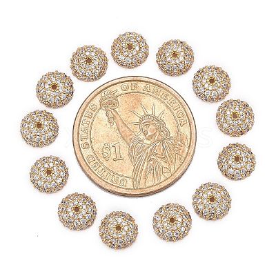 Apetalous Half Round/Dome Brass Micro Pave Cubic Zirconia Bead Caps X-ZIRC-D062-G-1