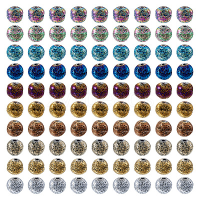 100Pcs 10 Colors Electroplated Natural Lava Rock Beads Strands G-PJ0001-03C-1