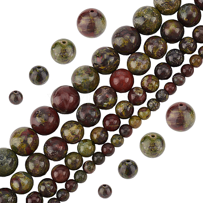 4 Strands 4 Styles Natural Dragon Blood Jasper Bead Strands G-OC0005-10-1