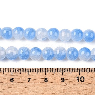 Crackle Baking Paint Imitation Jade Glass Beads Strands DGLA-T003-8mm-05-1