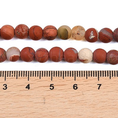 Frosted Natural Red Jasper Beads Strands G-C270-M01-6mm-1
