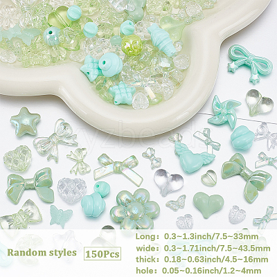 150Pcs Opaque & Transparent Acrylic Beads MACR-SP0002-18C-1