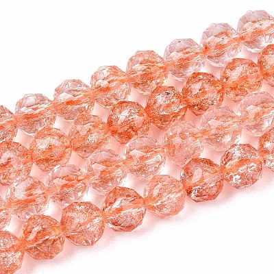 Crackle Transparent Glass Beads Strands GLAA-N063-8mm-06-1