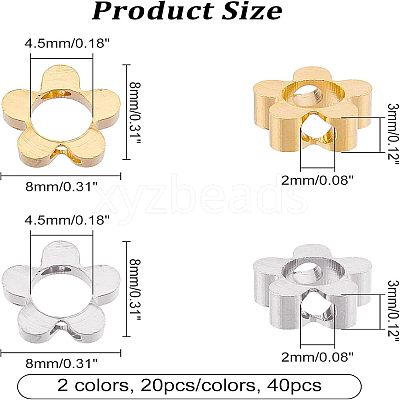 40Pcs 2 Colors Rack Plating Eco-friendly Brass Bead Frames KK-FH0004-05-1