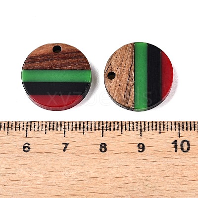 Jamaican Colour Epoxy Resin & Walnut Wood Pendants RESI-N039-122A-1